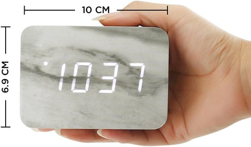 OCT17 Marble Pattern Alarm Clock, Fashion Multi-Function LED Digital Alarm Clocks Stone Cube with USB Power Supply, Voice Control, Timer, Thermome...