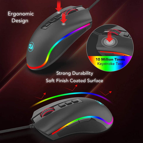 Redragon M711 Cobra RGB Optical Gaming Mouse Black...