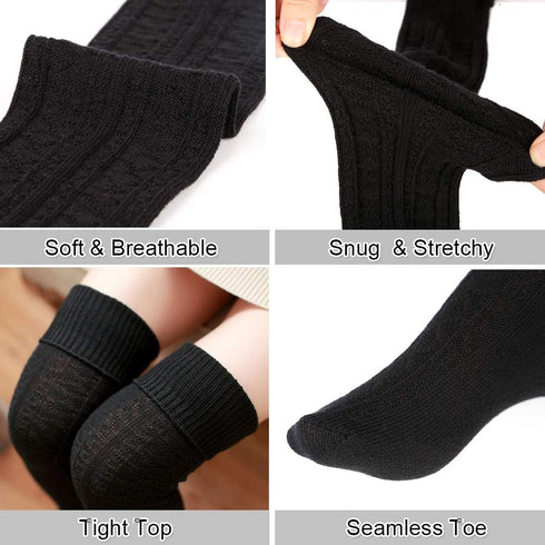 Women Thigh High Socks Extra Long Cotton Knit Warm Thick Tall Long Boot Stockings Leg Warmers...