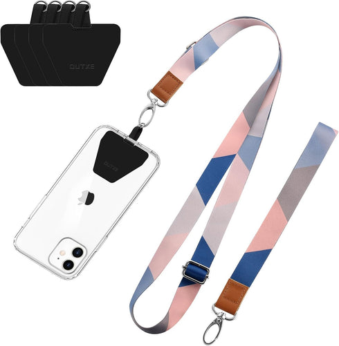 OUTXE Phone Lanyard - 4× Pads, 1× Adjustable Neck Strap, 1× Wrist Strap, Nylon Phone Lanyard Compatible with All Smartphone...