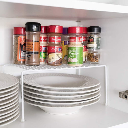 Evelots Wire Rack Cabinet Shelf Organizer -2 Pack Sturdy Metal Cabinet Riser Shelf - Double Space-Great for Kitchen, Freezer, Pantry -Rustproof...