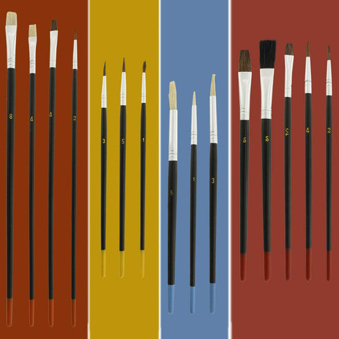 U.S. Art Supply 15 Piece Multi-Purpose Artist Paint Brush Set - Pony Round and Flat Bristles for Painting Portraits, Canvas, Paper, Wood - Waterco...