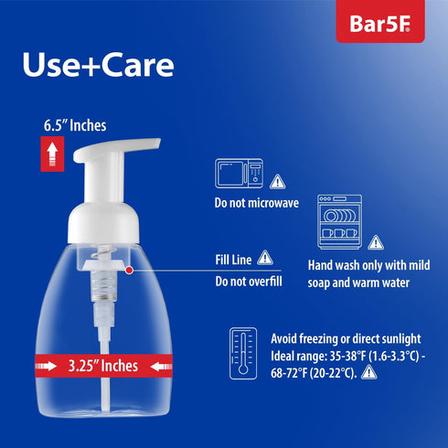 Bar5F Foaming Soap Dispenser Pump Bottle for Dr. Bronner's Castile Liquid Soap 8.5-Ounce Pack of 2...