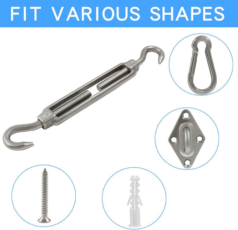 Shade Sail Hardware Kit 5.5 inch - Premium Stainless Steel for Triangle Rectangle Sun Shade Sail Installation, Reliable and Durable Garden Outdoor...