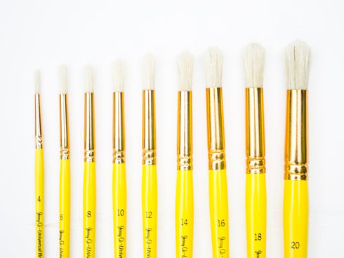 Jerry Q Art 18 pcs Pure Natural Hog Bristle Brush Set for Oil, Acrylic, Tempera. Short Wood Handles JQ181...