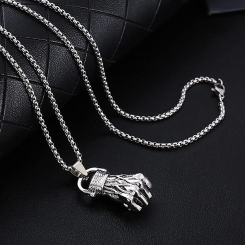 Men's Punk Pendant Necklace Jewelry for Men with 23.6'' Stainless Steel Square Pearl Chain...