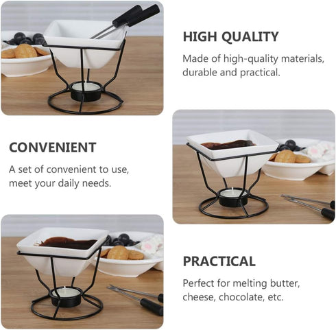 YARNOW 1 Set of Ceramic Butter Warmer Fondue Pot with Tealight Candle Chocolate Melt Pot Butter Cheese Melt Hot Pot for Cheese Chocolate...