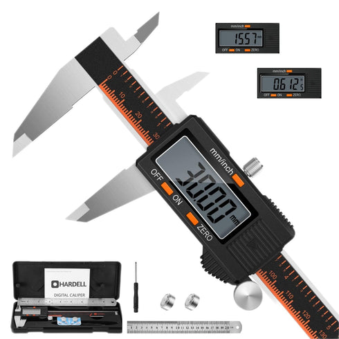 HARDELL Digital Caliper, 6 Inch Stainless Steel Caliper Measuring Tool with Large LCD Screen, Electronic Micrometer Caliper Digital Inch/Millimete...