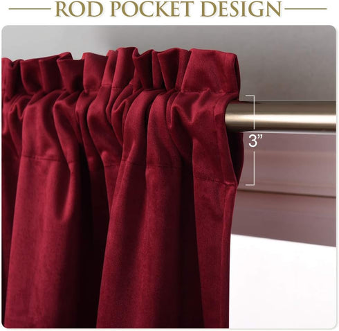 StangH Kitchen Red Scalloped Valance - 18 Inches Stylish Home Decor Thermal Curtain Tiers Room Darkening Velvet Drapes with Rod Pocket for Dining ...