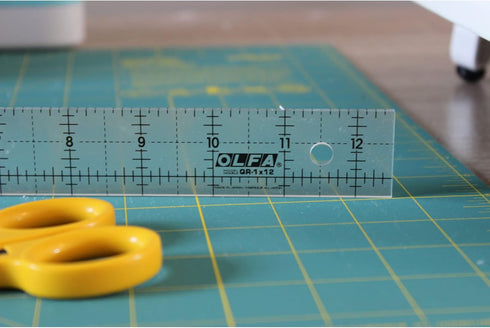 OLFA 1" x 12" Frosted Advantage Acrylic Ruler (QR-1x12) - Non Slip 1x12 Inch Acrylic Ruler with Grid for Quilting, Sewing, Cutting Fabric, & Craft...