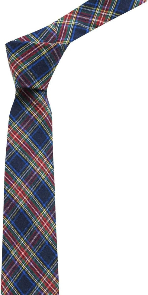 Traditional Navy Blue Tartan Necktie, Check, Plaid...