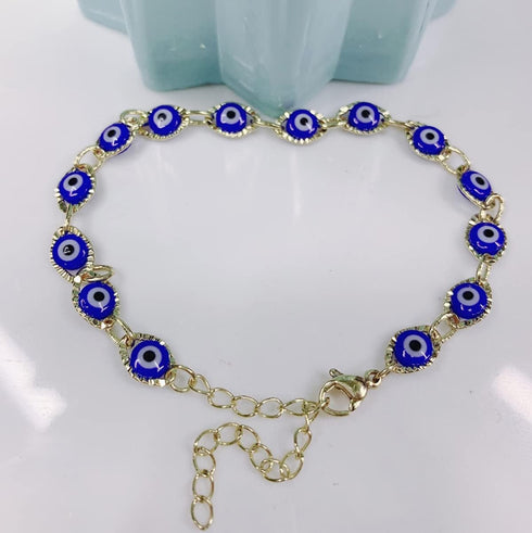 Evil Eye Bracelet for Women Blue Eye Anklet Link Chain Bracelets 14K Gold Adjustable Charm Jewelry Gift for Women...