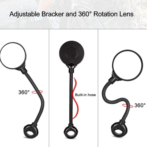 AtfArt Bike Mirror Handlebar Mount HD Bike Rear View Mirror Bicycle Mirrors for Handlebars Adjustable Rotatable Bike Mirrors Ride Safely (A-2 Pcs ...