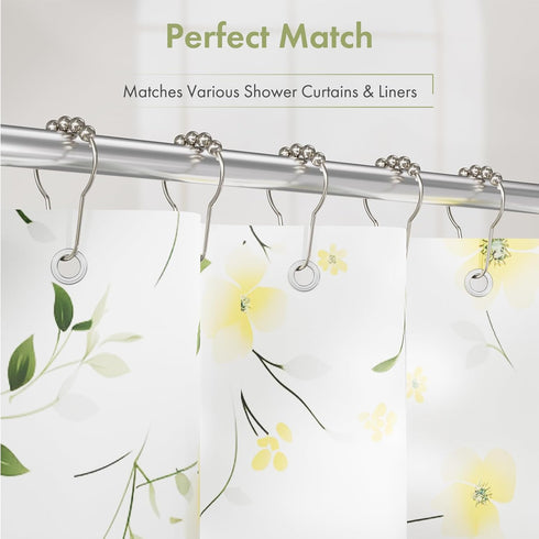 Amazer Shower Curtain Hooks, Decorative Rust Proof Stainless Steel Shower Curtain Hooks for Bathroom Shower Rods Set of 12, Polished Nickel...