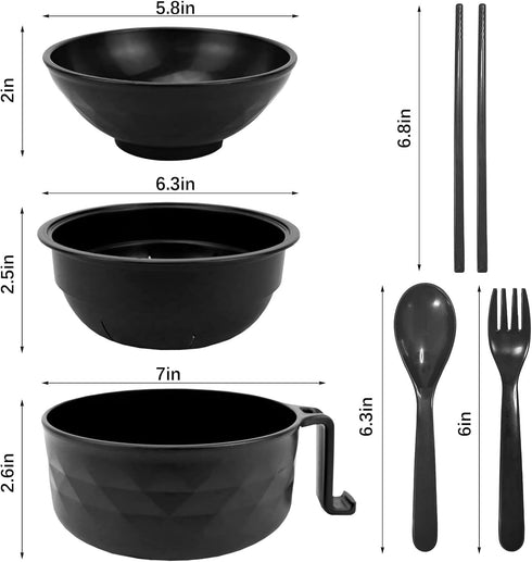 Ramen Bowl Set?Microwave Ramen Cooker Instant Noodles Bowl with Chopsticks Spoon Phone Holder,Rapid Ramen Noodle Bowl for College Dorm Room Essent...