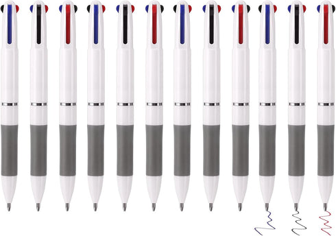 12Pcs 3-in-1 Multicolor Ballpoint Pen 0.5mm Retractable Fine Point Pens for Students Nurse Office Workers, Black Blue Red Color...