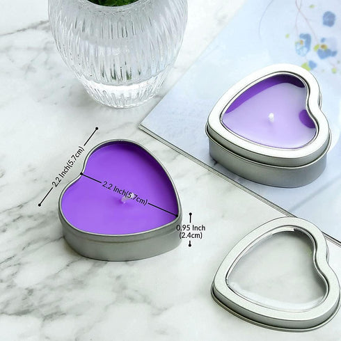 DEYBBY Large Heart Shaped Scented Tea Lights Candles, Smokeless Soywax —6 Hours Long Burning Lavender Purple Aromatherapy Candles for Relaxation, ...