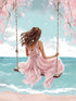 QAZWSX Diamond Painting Beautiful Girl Swing Beach Diamond Art Beach Scenery Gem Art Easy for Beginner Gems Cross Stitch Mosaic Craft Hobby Wall A...