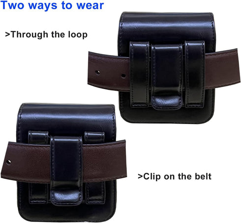 for Samsung Galaxy Z Flip 5, Flip 4, Flip 3 Belt Holster Phone Case, Leather Phone Pouch, Belt Clip Phone Holder for Motorola Razr + 2023, 40 Ultr...