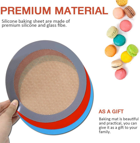 8 Inch Round Silicone Baking Mat, Set of 3 Reusable Silicone Baking Mats, Silicone Mat for 8 Inch Cake Pan, Silicone Mat for Baking Cake, Pizza, P...