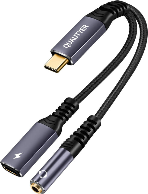 USB c to Aux Headphone Adapter,USB C to 3.5mm Headphone and Charger Adapter,USB C to AUX Mic Jack with PD 60W Fast Charging for Samsung Galaxy S20...
