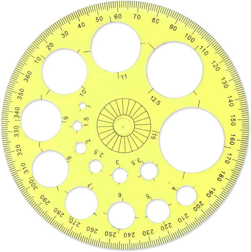 Circle Template 360° Protractor Round Stencil, Plastic Circle Ruler for Drawing, Circle Stencil Measuring Tools for Building Formwork Office Schoo...