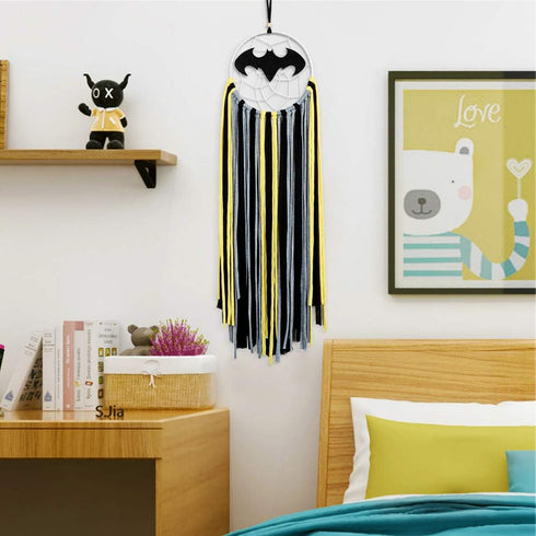 Alynsehom Dream Catcher Kids Bedroom Bat Dream Catchers Batman Wall Decor Large Dreamcatcher Halloween Patry Decorations Hanging Baby Room Ornamen...