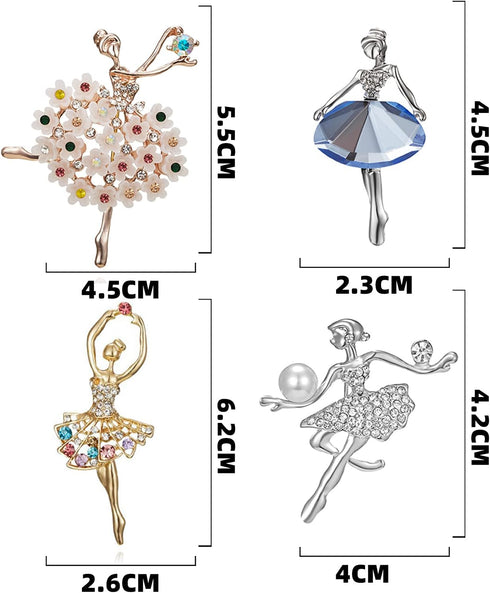 GOLDEN STRAWBERRY 8 PCS Dancing Girl Brooch Elegant Dance Skirt Pin Ladies for Women...