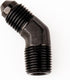 45 Degree Elbow -4 AN Male Flare to 1/8" NPT Male Fitting Adapter Connector Aluminum Black...