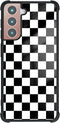 Tnarru for Samsung Galaxy S21 Case Checkered Pattern Hard PC Back and Soft TPU Sides Non-Slip Slim Thin Scratchproof Shockproof Protective Cute Ph...