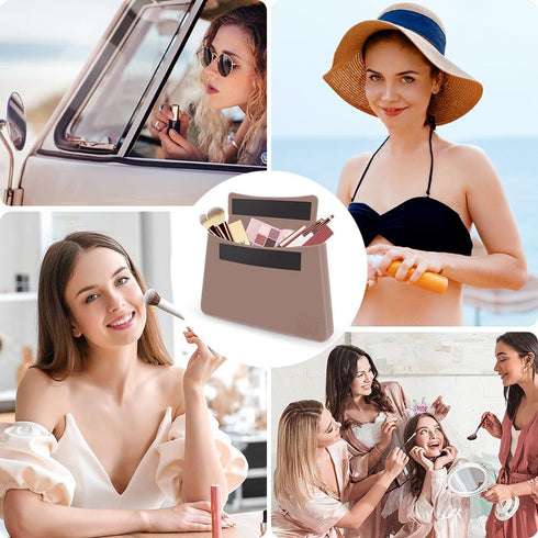 Silicone Makeup Bag Travel, Magnetic Large Toiletry Bag for Women Premium Travel Easy Carry Cosmetic Bags Soft for Makeup, Beauty Tools, Brushes S...