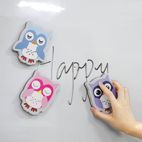 SHIDOW Magnetic Owl Whiteboard, Cute Owl Eraser, Animal Shaped Dry Erase, Chalkboard Erasers with Felt for Classroom Office Home(1Set)...