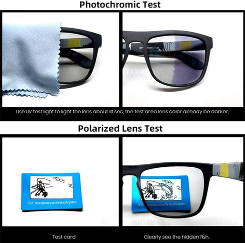 Photochromic Polarized Driving Sunglasses Men Square Matte Frame Eyewear Outdoor Sport Cycling UV Protection Glasses...