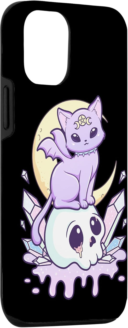 iPhone 13 Kawaii Pastel Goth Cute Creepy Witchy Cat and Skull Case...