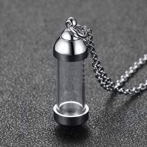 Jude Jewelers Stainless Steel Transparant Glass Keepsake Loved Ones Ashes Holder Keepsake Memorial Pendant Necklace...