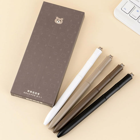 4 Pcs Cute Gel Pens Cute Bear Black Ink Pens 0.5mm Fine Point Smooth Writing Pens Office School Supplies Women Girls Boys Men (4Pcs Bear)...