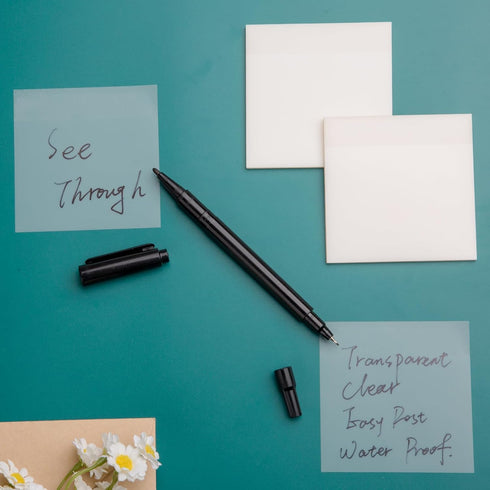 Transparent Sticky Notes 3X3 Inch Post Clear Sticky It Notes See Through Translucent Sticky Notes with Pen for Office Back School Classroom Suppli...