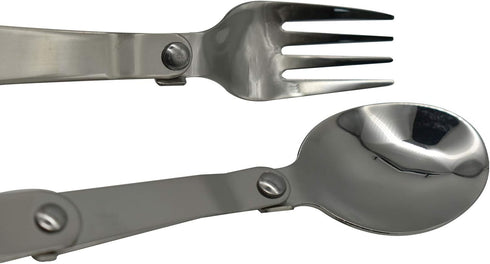 Maydahui 2PCS Folding Spoon and Fork SUS 18/10?304?Stainless Steel Spork Portable Camping Cutlery Multi-Functional Foldable Fruit Forks for Outdoo...