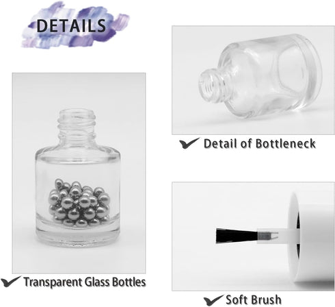 6PCS Empty Nail Polish Bottles with Brush, Empty Refillable DIY Glass Nail Polish Bottles with Funnel & Mixing Balls (10ML, White)...