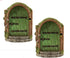 2Pcs Green Fairy Door Wooden Miniature Fairy Garden Doors Outdoor Mini Fairy Gnome House Accessories for Tree Trunk Ornaments Garden Miniatures, O...