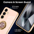 KANGHAR Galaxy S24 Case with Phone Ring Stand Full Body Protection Plated Rose Gold Edge Luxury Case for Samsung Galaxy S24-Pink...