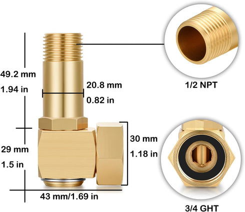 Garden Hose Reel Parts Fittings Swivel Elbow Connector Garden Hose Swivel Reel Replacement Parts Brass Replacement Part Swivel Adapter (1 PCS)...