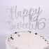 Happy Sweet 16 Cake Topper -Cheers to 16 Year - Happy 16th Birthday Cake Topper- Sweet Sixteen /16th Wedding Anniversary Party Decoration (Silver)...