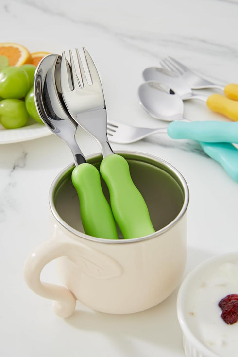 ANNOVA Kids Silverware 6 Pieces Set Children's Flatware - Stainless Steel Cutlery - 3 x Safe Forks, 3 x Dinner Spoons - Toddler Utensils Without K...