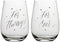 Slant Collections Bridal Shower Gift Set of Two Clear and Silver Wedding Stemless Wine Glass Set, 20-Ounces, For Always...