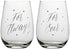 Slant Collections Bridal Shower Gift Set of Two Clear and Silver Wedding Stemless Wine Glass Set, 20-Ounces, For Always...