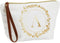Gold Initial A Personalized Makeup Bag for Women, Monogrammed Canvas Cosmetic Pouch (White, 10 x 3 x 6 In)...