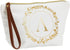 Gold Initial A Personalized Makeup Bag for Women, Monogrammed Canvas Cosmetic Pouch (White, 10 x 3 x 6 In)...