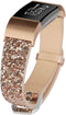 Bling Bands Compatible with Fitbit Charge 2 Band, Women Strap Shiny Glitter Leather Replacement Bands Compatible with Fitbit Charge 2 Wristbands...