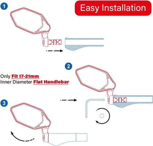 MEACHOW New Bar End Bike Mirror, Crystal UHD Automotive Grade Glass Lens E-Bike Mirrors, Scratch Resistant, Safe Rearview Mirrors, (Silver Left Si...